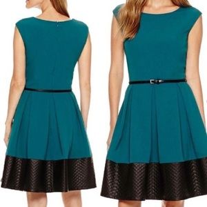 Tiana B. Teal & Black Fit & Flare Two-Tone Dress